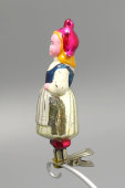 Винтажная ёлочная игрушка на прищепке «Красная шапочка», стекло, Москва, 1950-60 гг.
