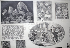 Старинная гравюра «Вышивание»