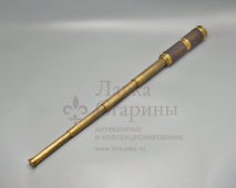 Большая антикварная морская подзорная, зрительная труба капитана, стекло, латунь, кожа, Европа, 19 в.