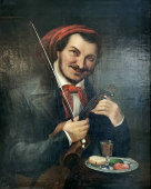 Портрет «Еврей со скрипкой», холст, масло, Европа, 19 в.
