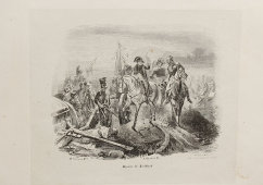 Старинная гравюра «Битва под Фридландом», Франция, 1807 год
