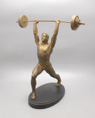 Советская спортивная скульптура «Штангист», силумин, СССР, 1960-е