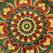 Тарелка в русском стиле с ярким орнаментом, латунь с эмалями, Россия, 19 в.