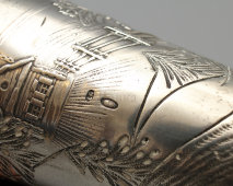 Антикварная серебряная стопка «Тройка лошадей», серебро 84 пробы