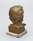 Настольный бюстик «А. С. Пушкин», скульптор Дубрович Б. А., силумин, мрамор, СССР, 1950-е
