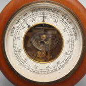 Старинный настенный барометр в деревянном корпусе, Veranderlich, Германия, 1900-1930 гг. 