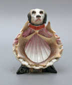 Подчасник, корпус для часов​ «Собака с раковиной», фарфор, Европа, 19 век