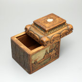 Деревянная шкатулка в русском стиле с выдвижной крышкой, Талашкино, 1900-е