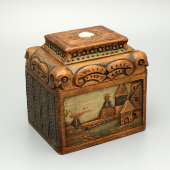 Деревянная шкатулка в русском стиле с выдвижной крышкой, Талашкино, 1900-е