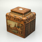 Деревянная шкатулка в русском стиле с выдвижной крышкой, Талашкино, 1900-е