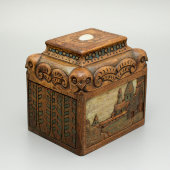 Деревянная шкатулка в русском стиле с выдвижной крышкой, Талашкино, 1900-е