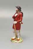 Антикварная статуэтка «Крестьянин с посохом», фарфор Гарднер, 1800-1830 гг.