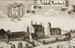 Старинная гравюра «Корбах», Германия