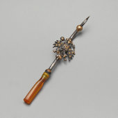 Старинный мундштук с гербом Российской империи, янтарь, позолота, Россия, до 1917 г.