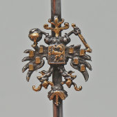 Старинный мундштук с гербом Российской империи, янтарь, позолота, Россия, до 1917 г.