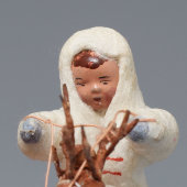 Старинная ватная елочная игрушка «Якут-оленевод», 1930-40 гг.