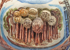 Авторская декоративная ваза «Строительство города», автор Раиса Щепарева, СССР, 1970-е