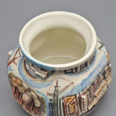 Авторская декоративная ваза «Строительство города», автор Раиса Щепарева, СССР, 1970-е