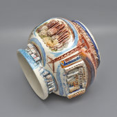 Авторская декоративная ваза «Строительство города», автор Раиса Щепарева, СССР, 1970-е