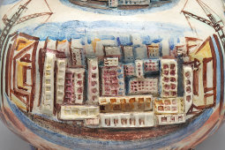 Авторская декоративная ваза «Строительство города», автор Раиса Щепарева, СССР, 1970-е