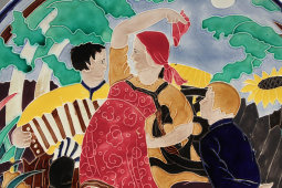 Декоративная тарелка «Пляска», художник Прессман С. Б., ЗиК Конаково, 1930-е