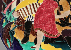 Декоративная тарелка «Пляска», художник Прессман С. Б., ЗиК Конаково, 1930-е