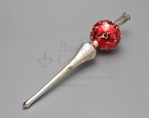 Шпиль, верхушка, макушка, наконечник для новогодней елки «Красный шар», стекло, СССР, 1980-е