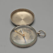Старинный карманный компас охотничьего типа с откидной крышкой, латунь, Европа, 19 век