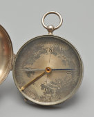 Старинный карманный компас охотничьего типа с откидной крышкой, латунь, Европа, 19 век