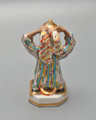 Статуэтка «Узбечка перед зеркалом» в редкой росписи, скульптор Федорова Т. А., фарфор, ЛЗФИ, 1956-67 гг.