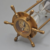 Морские корабельные песочные часы с компасом «Штурвал», бронза, Европа, 2000-е