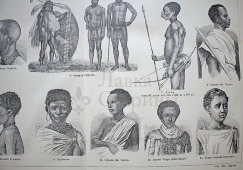 Старинная гравюра «Африканские племена»