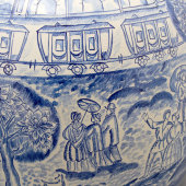 Декоративная напольная фаянсовая ваза «Тверь 1851», автор Генрих Вебер, Конаково, 1970 г.