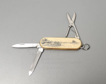 Старинный многофункциональный складной нож Barlow с ручкой из кости, Китай для Европы, нач. 20 в.