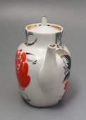 Чайник заварочный из сервиза «Красная роза» (Красный пион), фарфор ЛФЗ, 1970-80 гг.