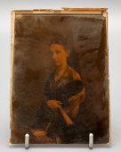 Старинная бархатная рамка для фото с дагеротипом знатной дамы, Россия, 19 в.