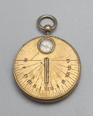 Старинные карманные солнечные часы с компасом, Европа, 19 в.