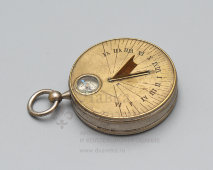 Старинные карманные солнечные часы с компасом, морской компас, Европа, 19 в.