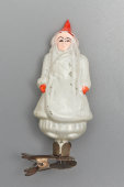 Винтажная ёлочная игрушка на прищепке «Снегурочка», стекло, Москва, 1950-60 гг.