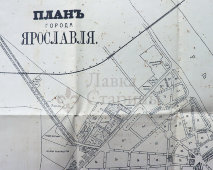 Старинный черно-белый план города Ярославля, масштаб 100 саж. в дюйме, Российская империя, 1910-е