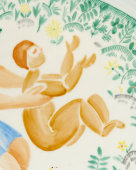 Авторское декоративное блюдо «Радость материнства», художник О. Нератова, фарфор, СССР, 1963 г.