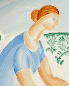 Авторское декоративное блюдо «Радость материнства», художник О. Нератова, фарфор, СССР, 1963 г.