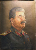 Портрет «И. В. Сталин», холст, масло, багет, советская агитационная живопись, 1940-е