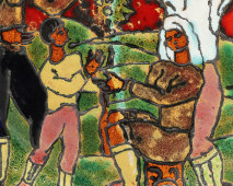 Авторская декоративная тарелка «Урожай винограда», художник Кандашвили И. Г., керамика, 1950-60 гг.