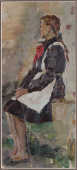 Агитационная картина «Пионерка», художник Тихов В. И., картон, масло, советская живопись