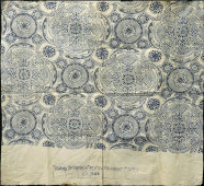 Отрез старинной ситцевой ткани, образец «Синий орнамент», Прохоровская Трёхгорная мануфактура, г. Москва, кон. 19, нач. 20 вв.