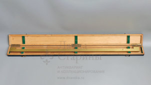 Большая старинная поверочная линейка со шкалой в 1 м в футляре, латунь, S.I.P., Женева, Швейцария, н. 20 в.