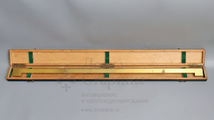 Большая старинная поверочная линейка со шкалой в 1 м в футляре, латунь, S.I.P., Женева, Швейцария, н. 20 в.