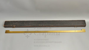Большая старинная поверочная линейка со шкалой в 1 м в футляре, латунь, S.I.P., Женева, Швейцария, н. 20 в.