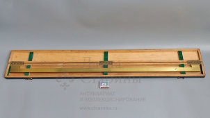 Большая старинная поверочная линейка со шкалой в 1 м в футляре, латунь, S.I.P., Женева, Швейцария, н. 20 в.